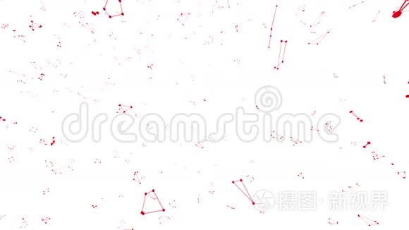 抽象干净的红色挥动三维网格或网格作为技术背景。 红色几何振动环境或脉动