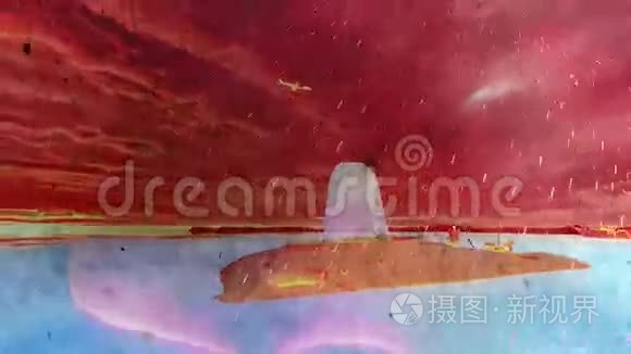 在熔岩和流星海中孤立的岛屿视频