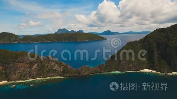 热带岛屿和沙滩，鸟瞰.. El Nido