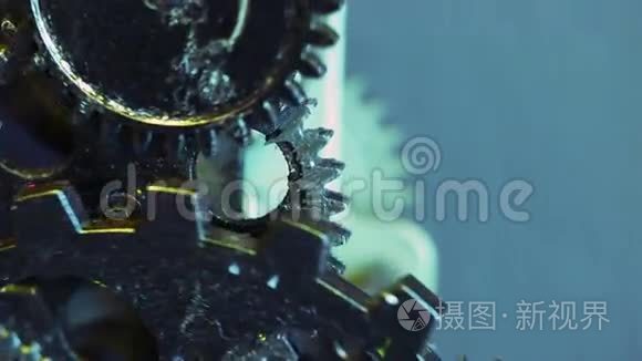 生锈的复古机械钟齿轮视频
