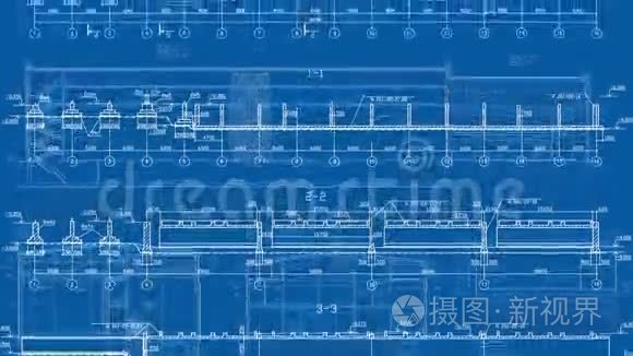 建筑图纸循环背景视频