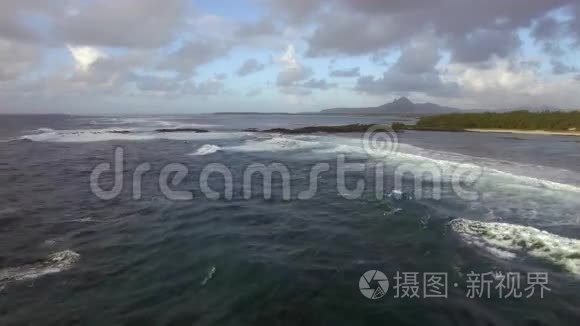 毛里求斯岛海岸线鸟瞰图视频