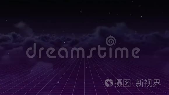 网格上夜空的数字动画视频