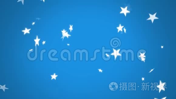 星星落在蓝色的背景上视频