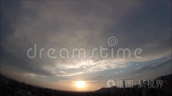 智利圣地亚哥的日落云视频