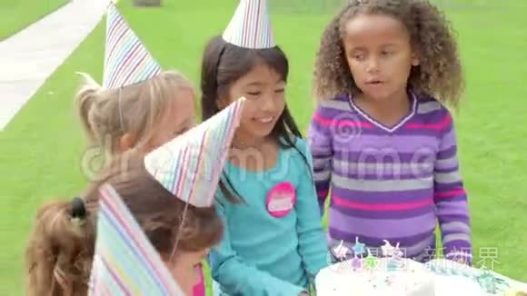 举行户外生日聚会的一群孩子视频