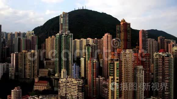 香港天际线和维多利亚峰的时间流逝-中国香港