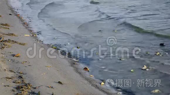 海浪压在沙滩上视频