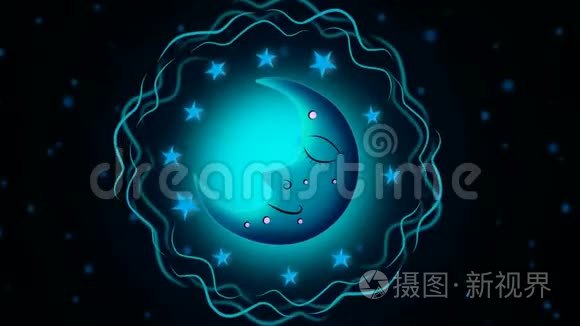 最佳夜空蓝月亮卡通和明星视频