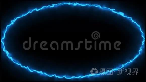 黑色背景蓝色电动椭圆框架视频