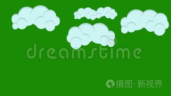 绿幕背景上的卡通云