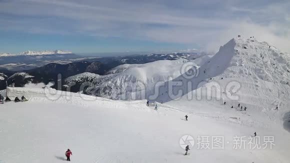 雪山斯洛伐克滑雪冬季视频