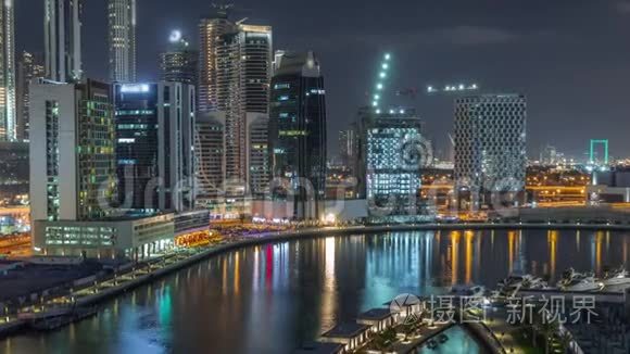 夜城迪拜附近运河空中穿越视频