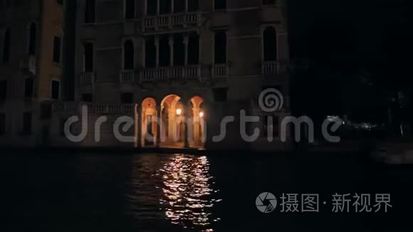 中央运河夜景威尼斯建筑视频