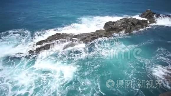 加那利群岛粗糙的海岸有熔岩视频